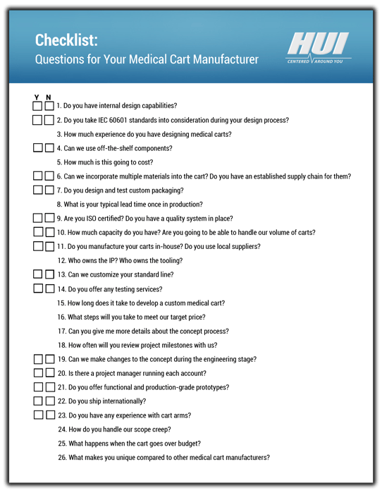Free Checklist Questions for Your Medical Cart Manufacturer